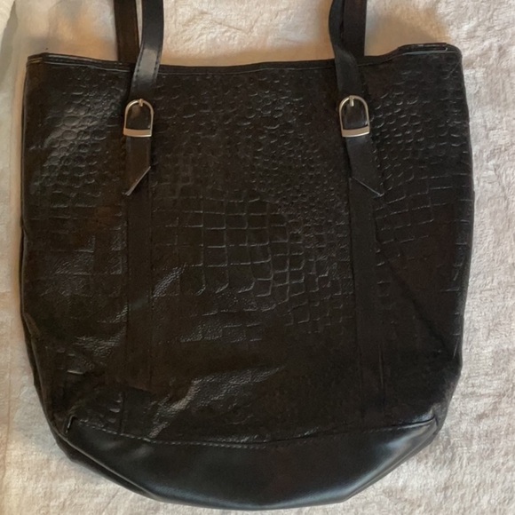 Leather Alligator embossed purse tote bag vintage - Picture 1 of 8